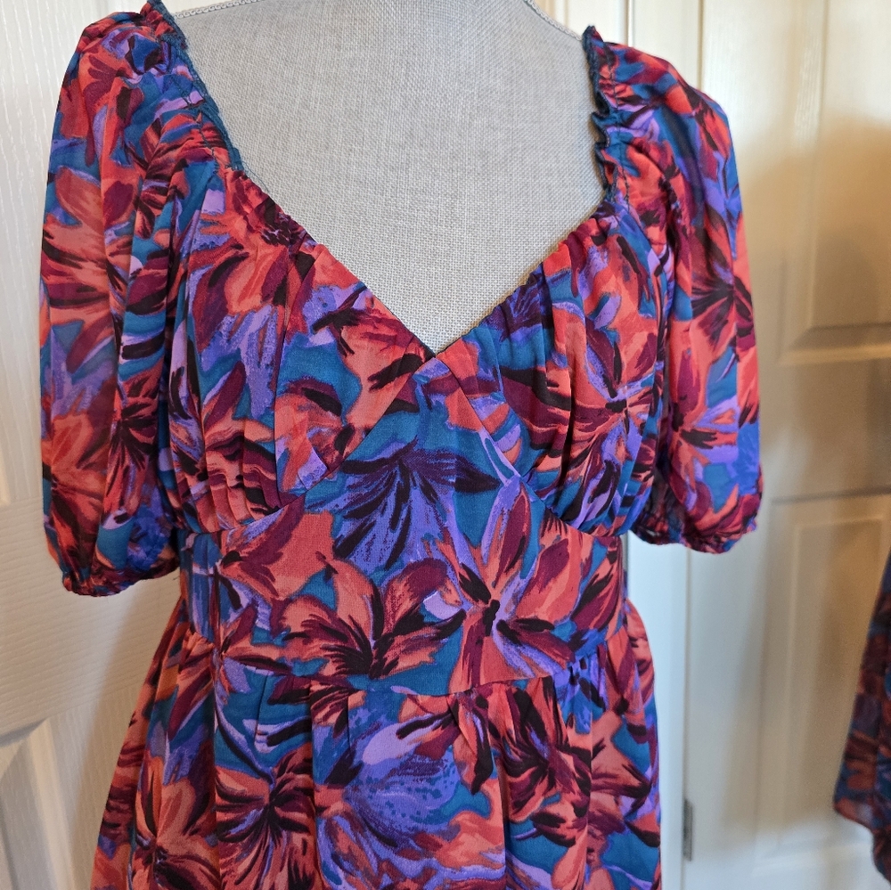 Jessica Simpson Red and Blue Ruched Sundress - Picture 1 of 6